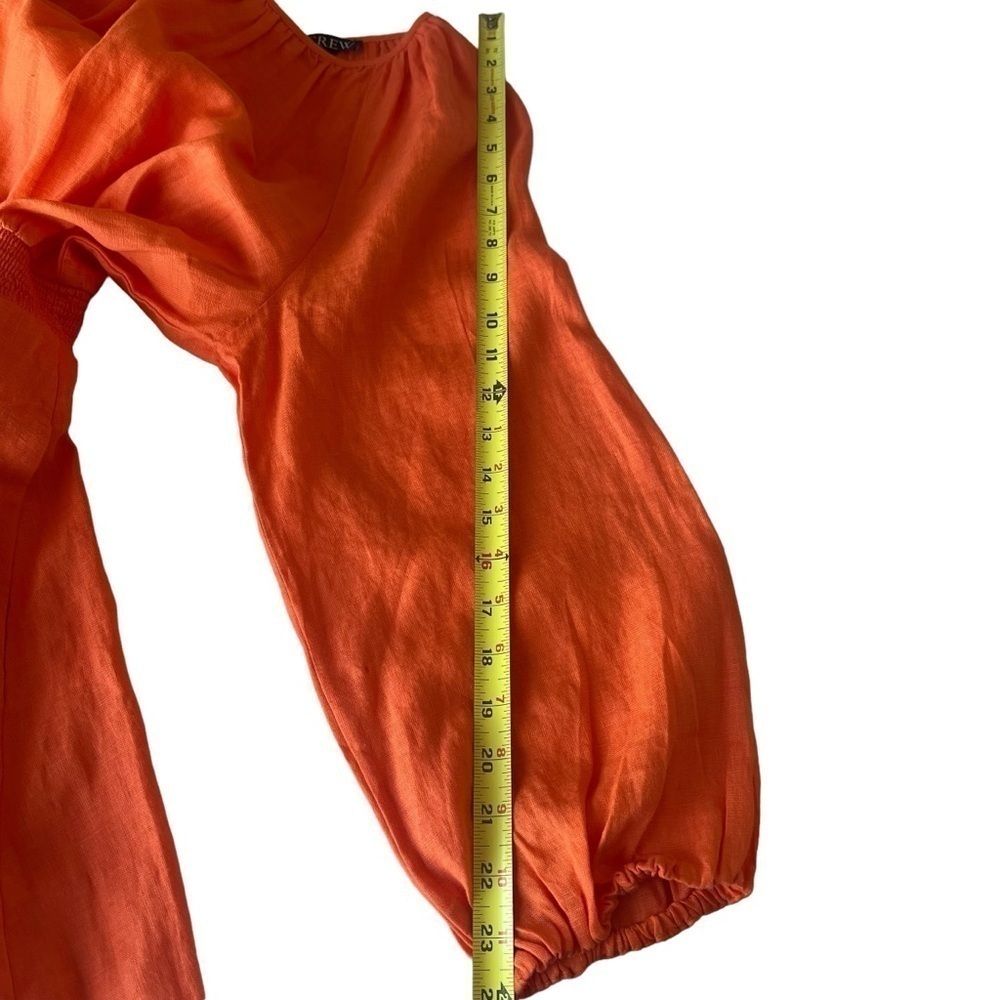 J.Crew Palermo Linen Smocked-Waist Dress Size Medium Fire Lily Color - Picture 8 of 15